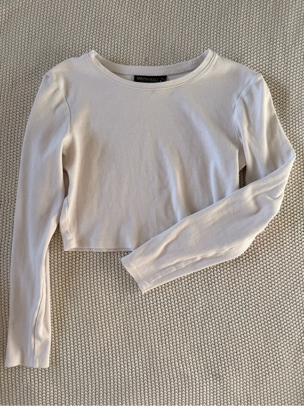 Ninth Hall Cream Long Sleeve Crop Top